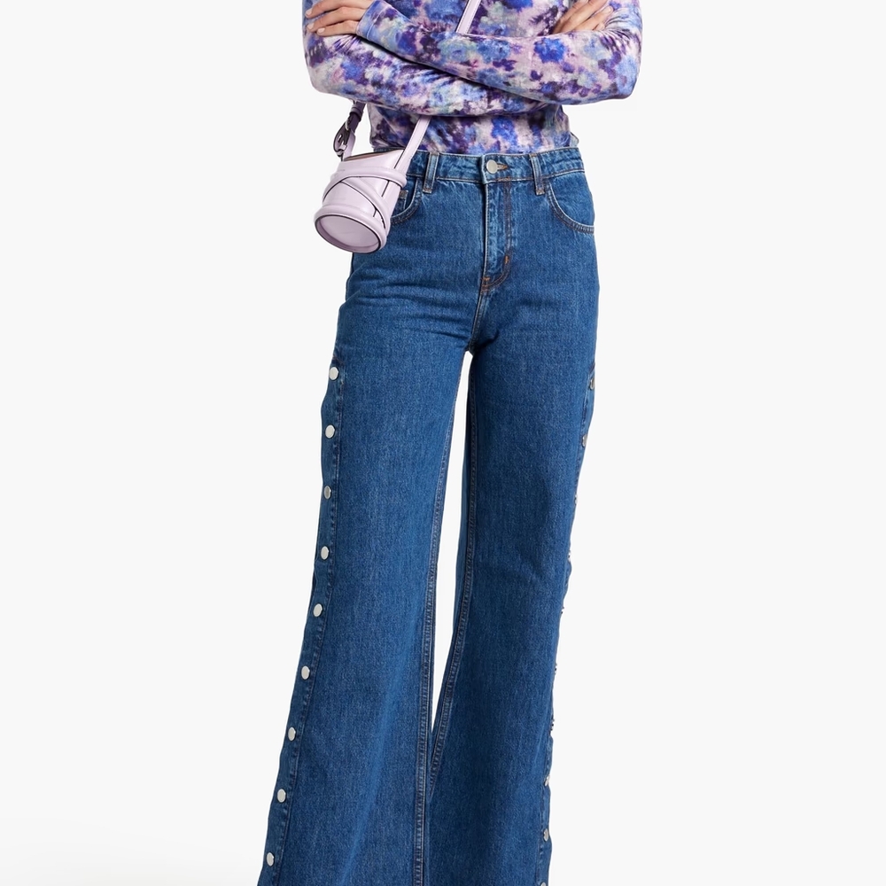 Derek Lam 10 Crosby Women's Nolan Side-Snap Wide-Leg Jeans